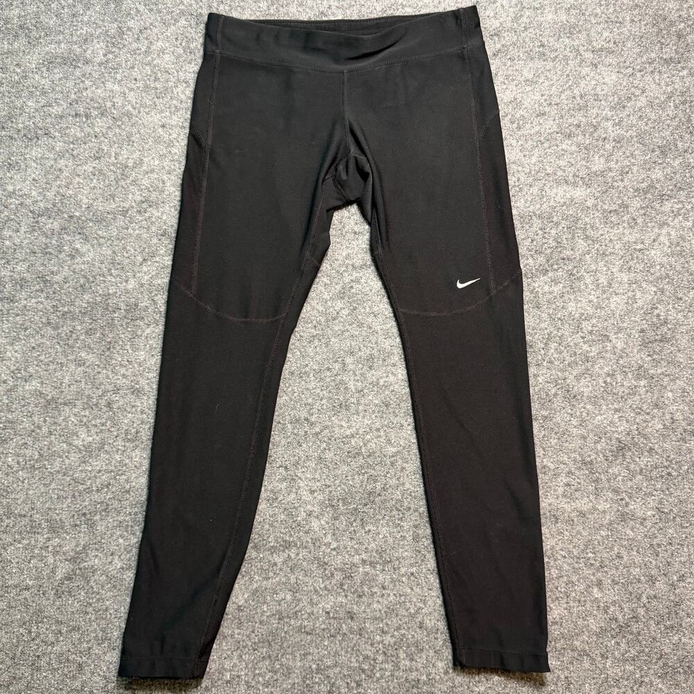 Nike Dri-FIT Women’s Running Tights Black Crop Zip Hem Pocket Size Medium